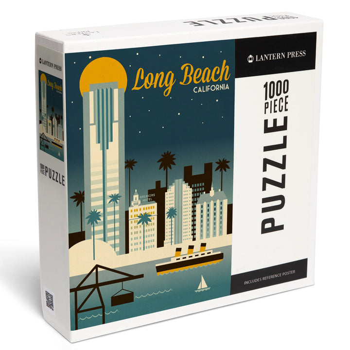 Long Beach, California, Retro Skyline Classic Series, Jigsaw Puzzle