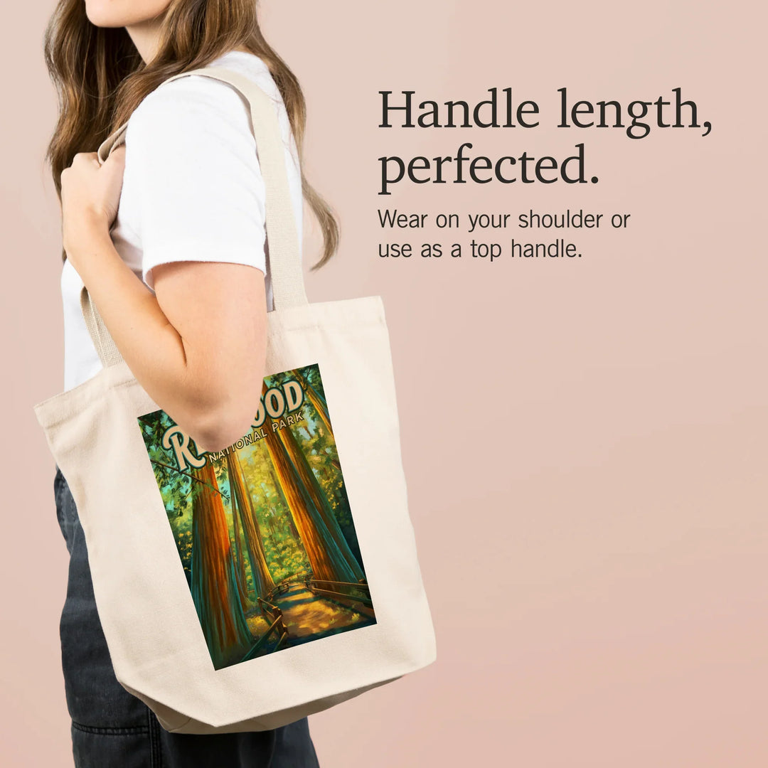 Redwood National Park, California, Oil Painting, Tote Bag