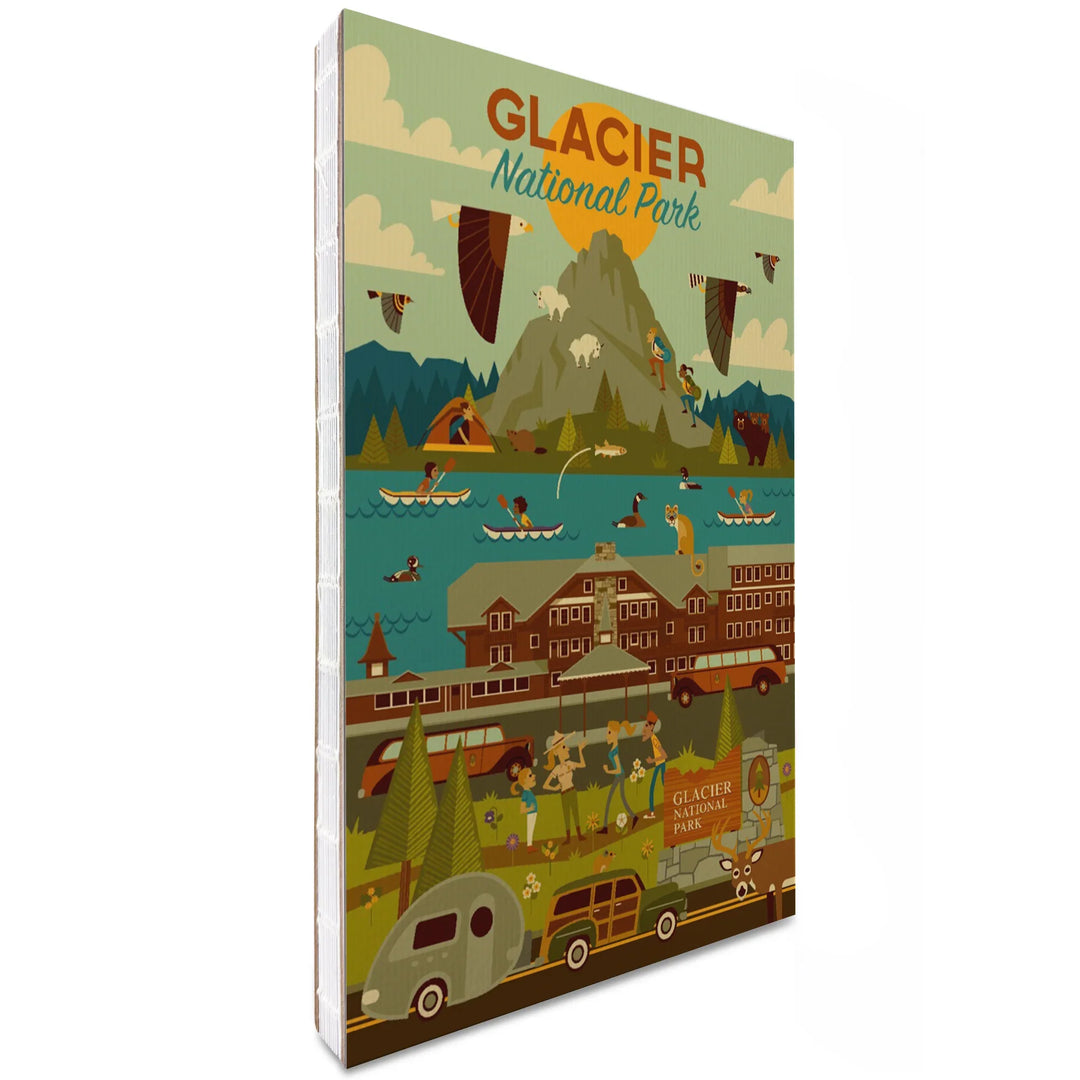 Lined 6x9 Journal, Glacier National Park, Montana, Geometric National Park Series, Lay Flat, 193 Pages, FSC paper