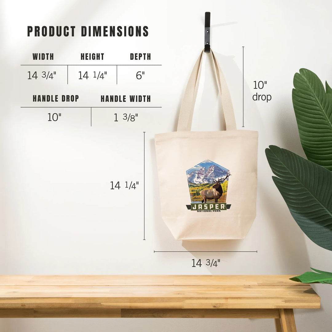 Jasper National Park, Canada, Elk and Mountain,, Tote Bag