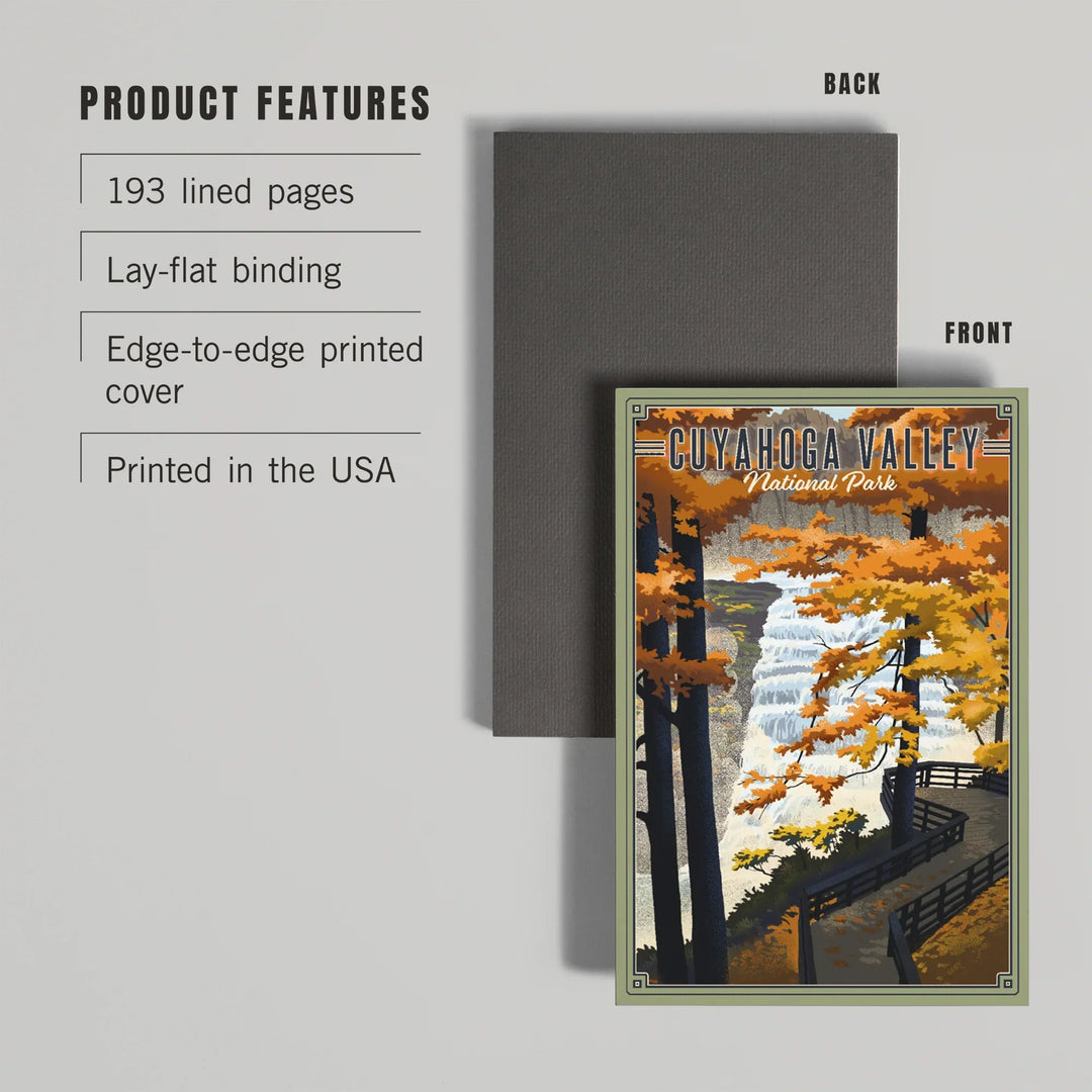 Lined 6x9 Journal, Cuyahoga Valley National Park, Ohio, Lithograph National Park Series, Lay Flat, 193 Pages, FSC paper