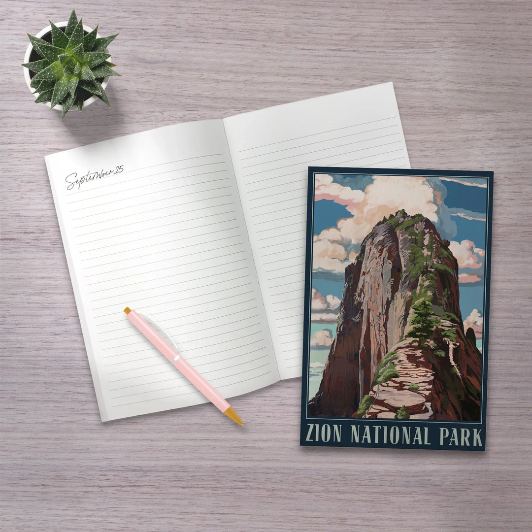 Lined 6x9 Journal, Zion National Park, Utah, Angels Landing, Lay Flat, 193 Pages, FSC paper