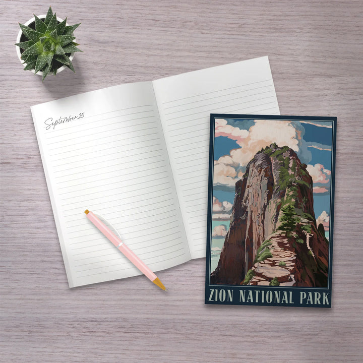 Lined 6x9 Journal, Zion National Park, Utah, Angels Landing, Lay Flat, 193 Pages, FSC paper