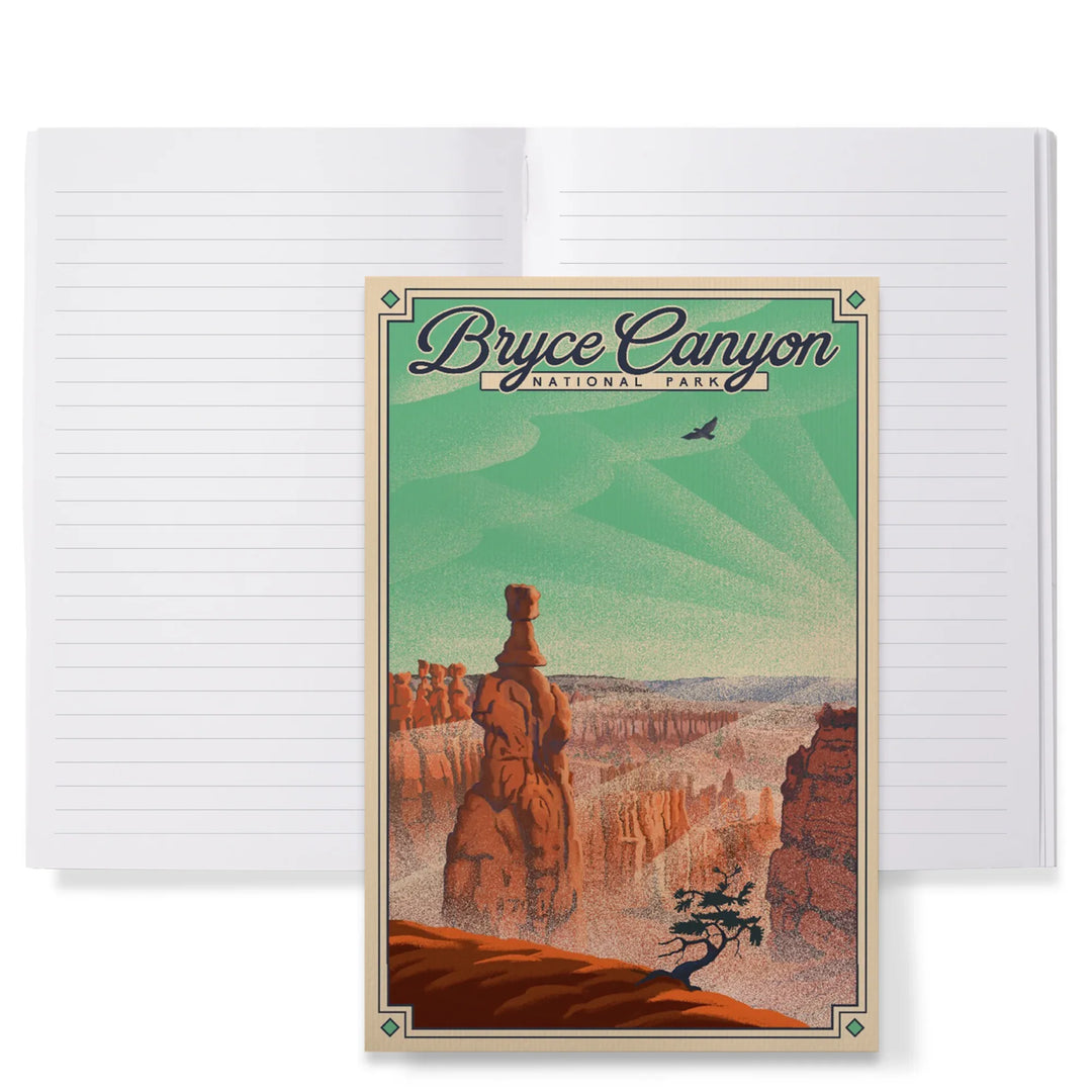 Lined 6x9 Journal, Bryce Canyon National Park, Utah, Bryce Point, Lithograph National Park Series, Lay Flat, 193 Pages, FSC paper