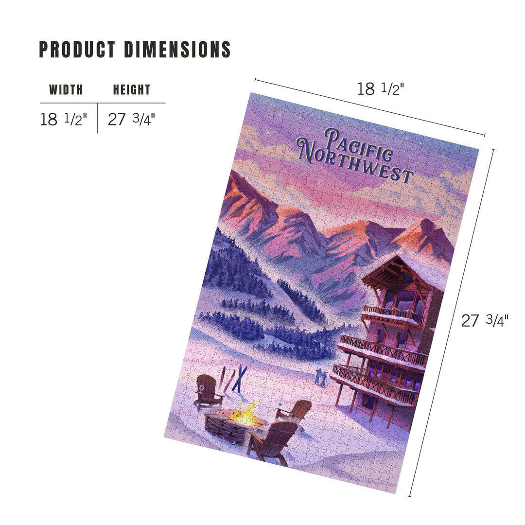 Pacific Northwest, Lithograph, Apres Ski, 1000 Piece Jigsaw Puzzle