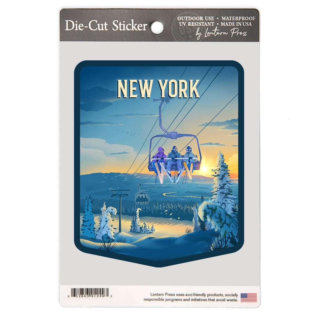 New York, Lithograph, Chairlift, Vinyl Sticker