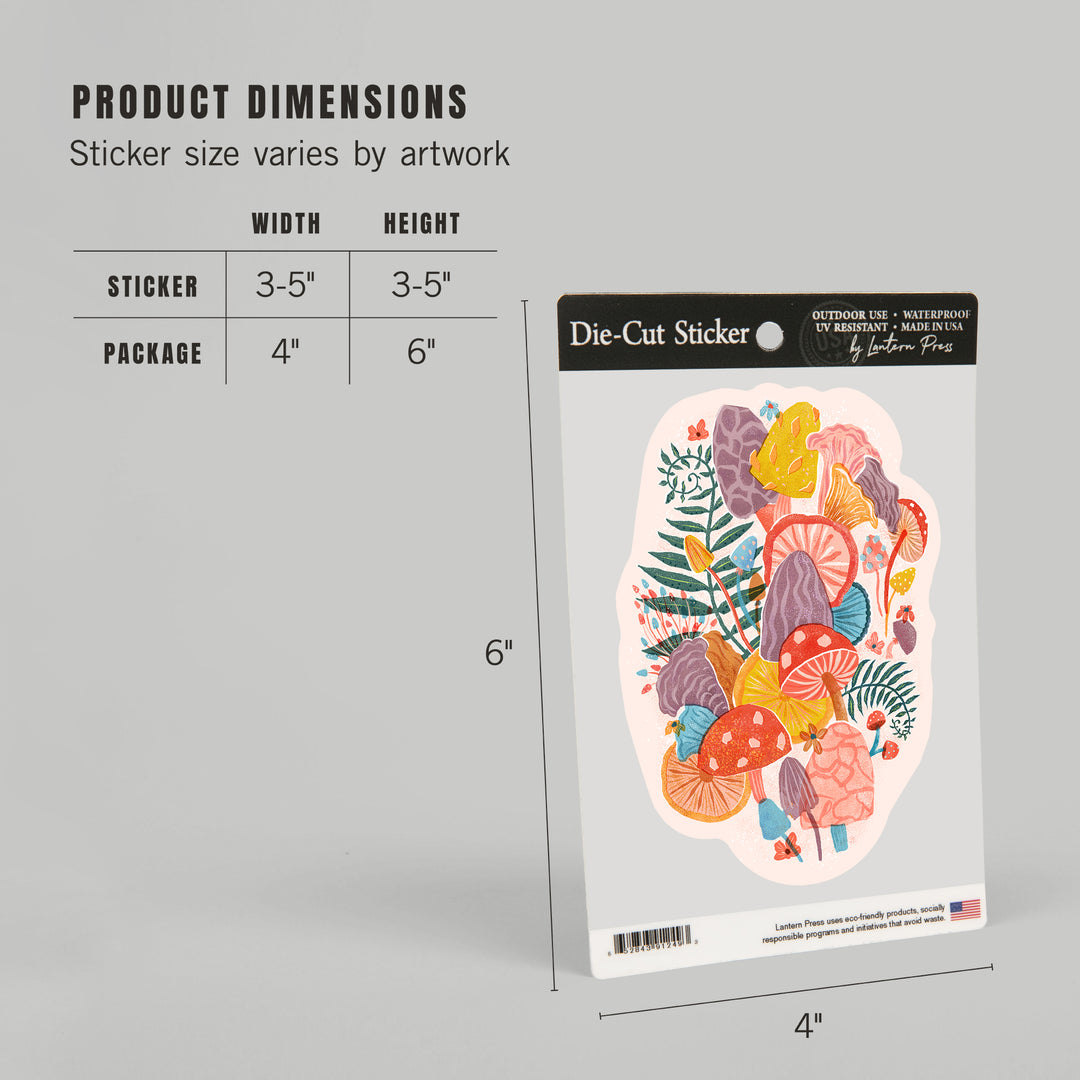 Earthy Dreamer, Mushrooms, Vinyl Sticker