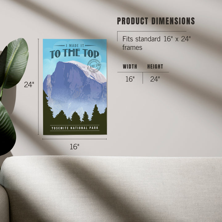 Yosemite National Park, California, I Made it to the Top, Half Dome, Lithograph, Art & Giclee Prints