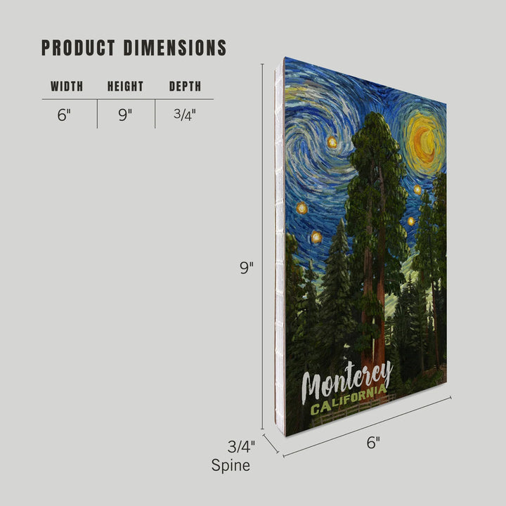 Lined 6x9 Journal, Monterey, California, Starry Night National Park Series, Lay Flat, 193 Pages, FSC paper