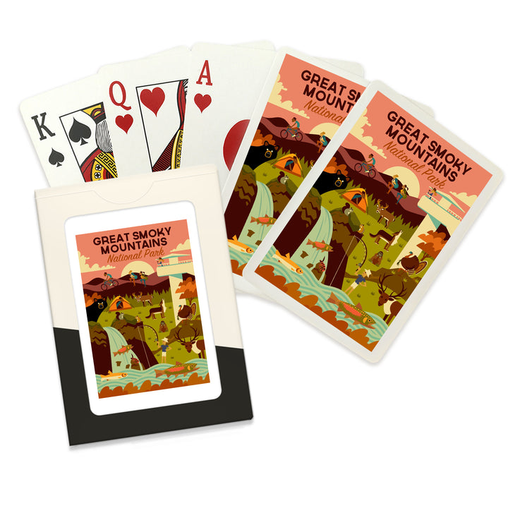 Playing Cards, Great Smoky Mountains National Park, Tennessee, Geometric National Park Series, 52 Card Deck with Jokers in Box, Unique Art