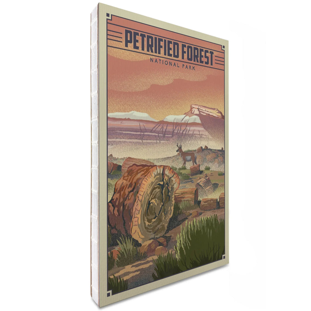 Lined 6x9 Journal, Petrified Forest National Park, Arizona, Lithograph National Park Series, Lay Flat, 193 Pages, FSC paper
