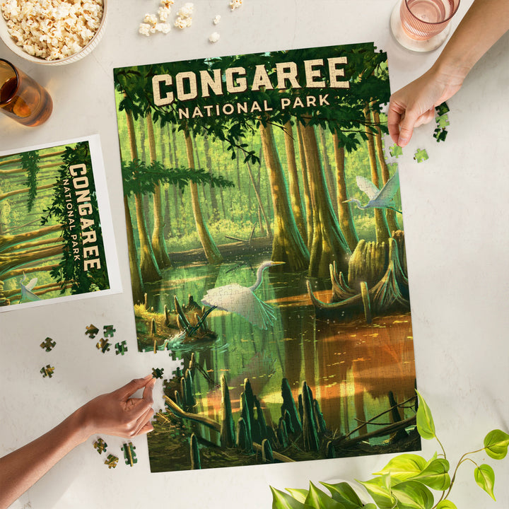 South Carolina, Oil Painting, Congaree National Park, 1000 Piece Jigsaw Puzzle