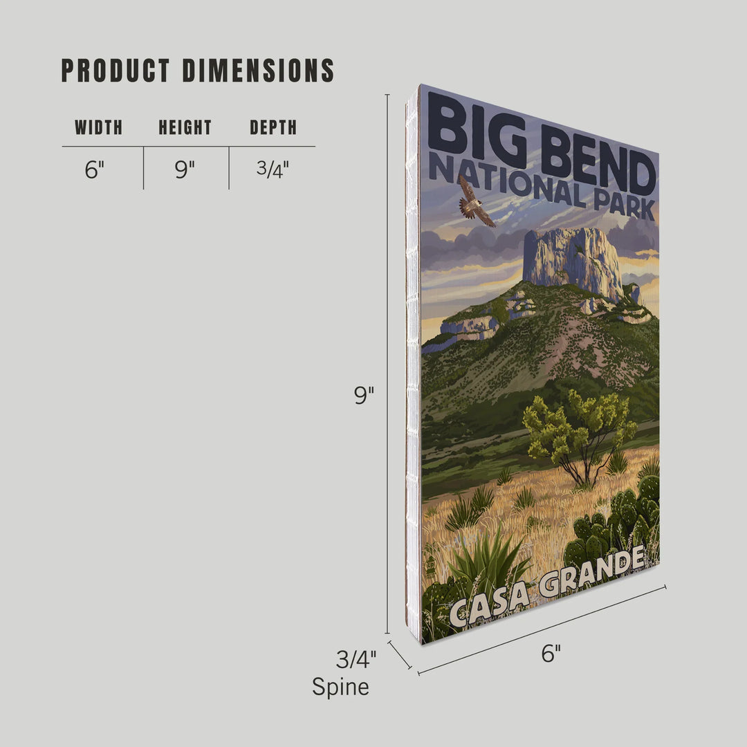 Lined 6x9 Journal, Big Bend National Park, Texas, Casa Grande, Lay Flat, 193 Pages, FSC paper