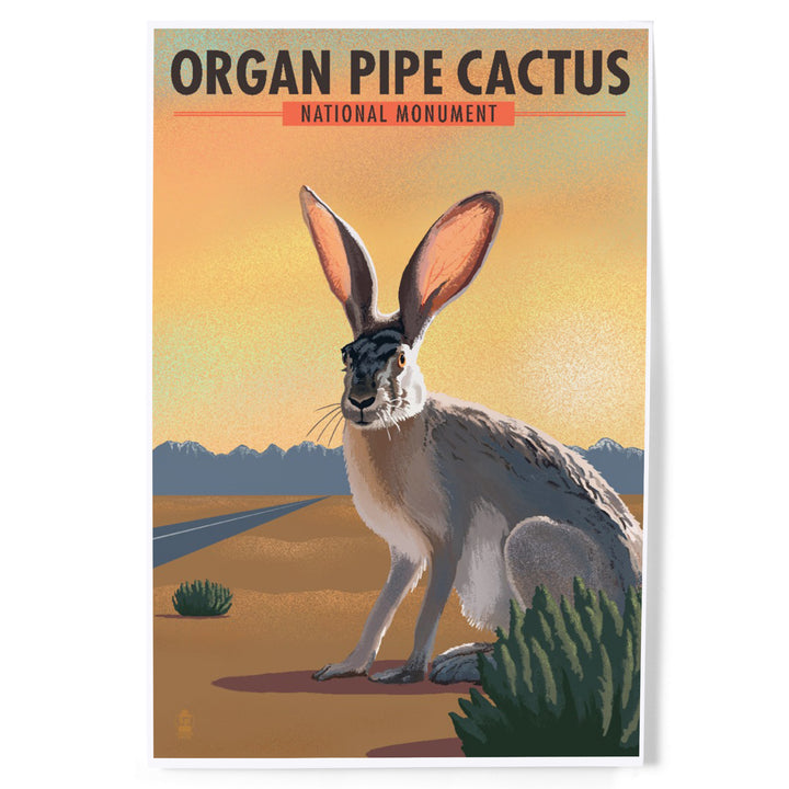 Organ Pipe Cactus National Monument, Arizona, Jackrabbit, Lithograph, Art & Giclee Prints
