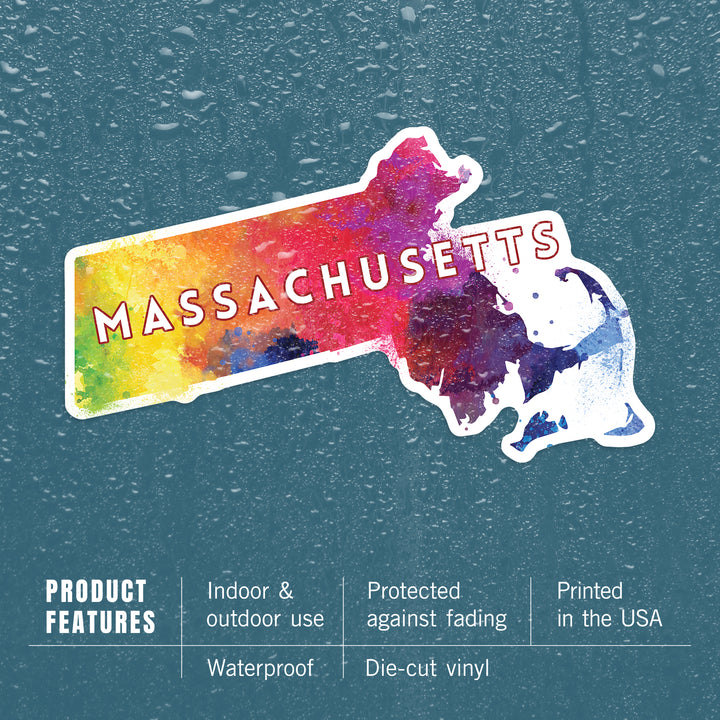 Massachusetts, State Abstract, Contour, Vinyl Sticker