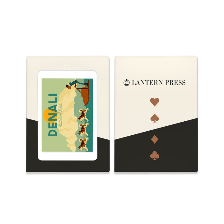 Playing Cards, Denali National Park, Alaska, Sled Dog Team, Geometric, 52 Card Deck with Jokers in Box, Unique Art
