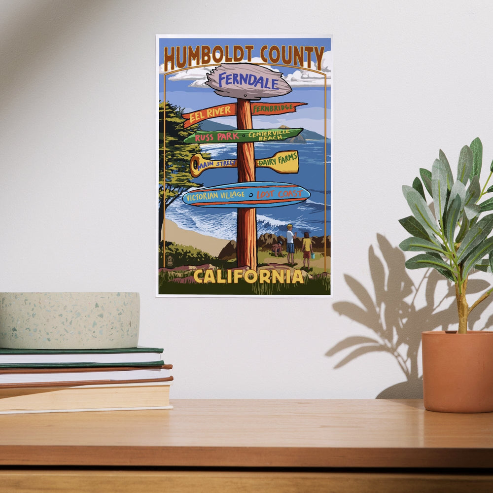 Ferndale, California, Humboldt County, Destination Signpost, Art & Giclee Prints Art Lantern Press 
