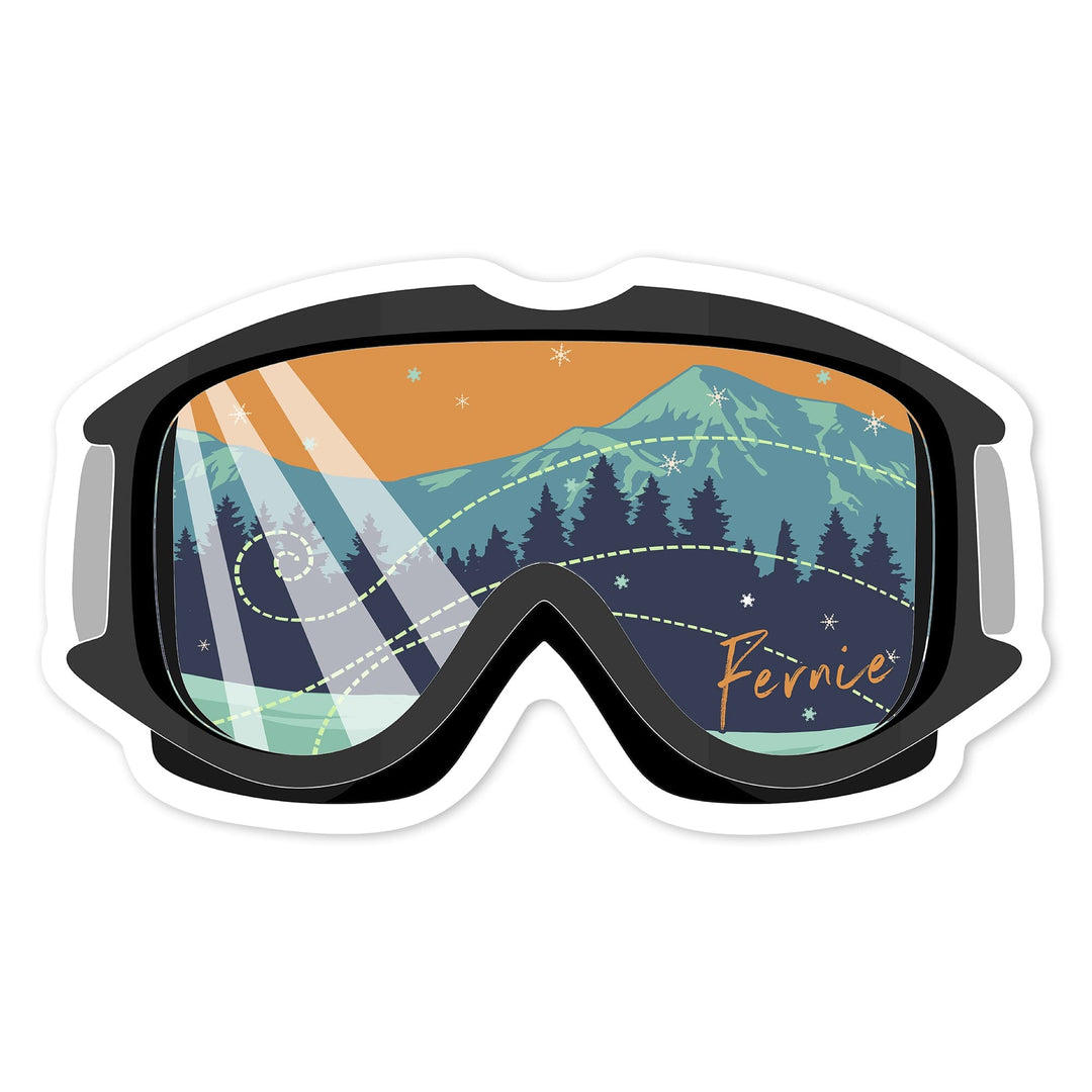 Fernie, Canada, Snow Goggles, Contour, Vinyl Sticker - Lantern Press