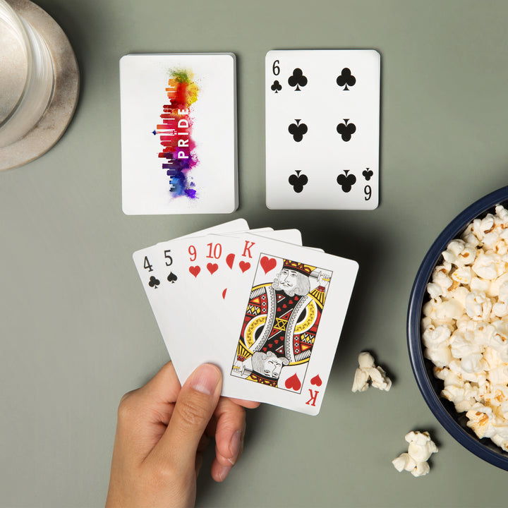 Playing Cards, Seattle, Washington, Gay Pride, Skyline Abstract, 52 Card Deck with Jokers in Box, Unique Art