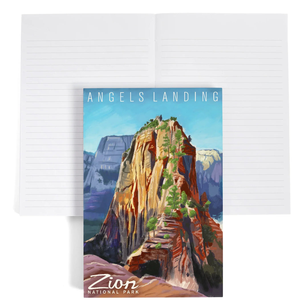 Lined 6x9 Journal, Zion National Park, Utah, Angels Landing, Oil Painting, Lay Flat, 193 Pages, FSC paper