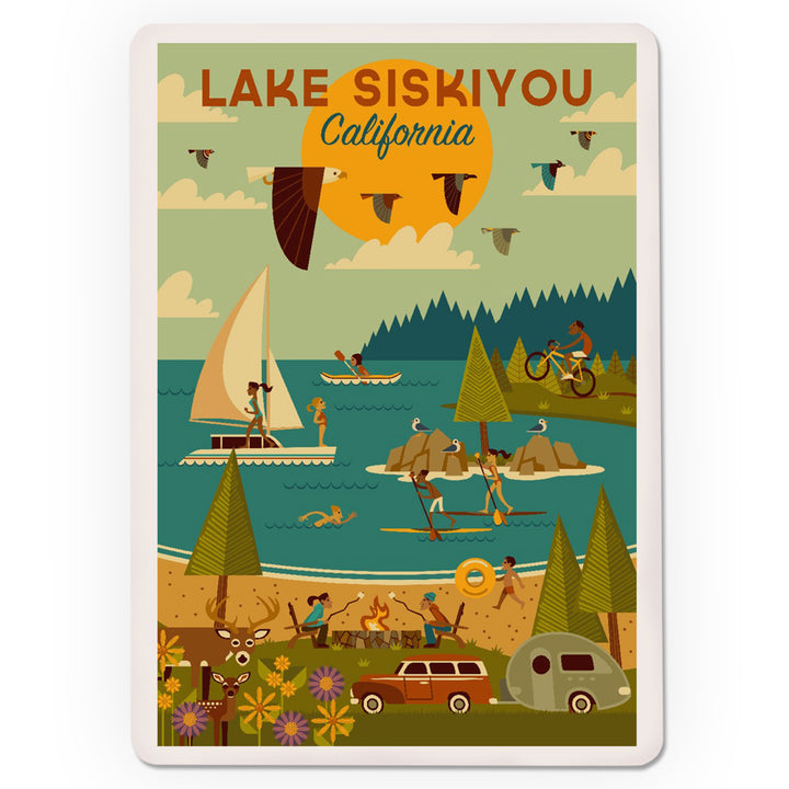 Playing Cards, Lake Siskiyou, California, Lake Geometric, 52 Card Deck with Jokers in Box, Unique Art