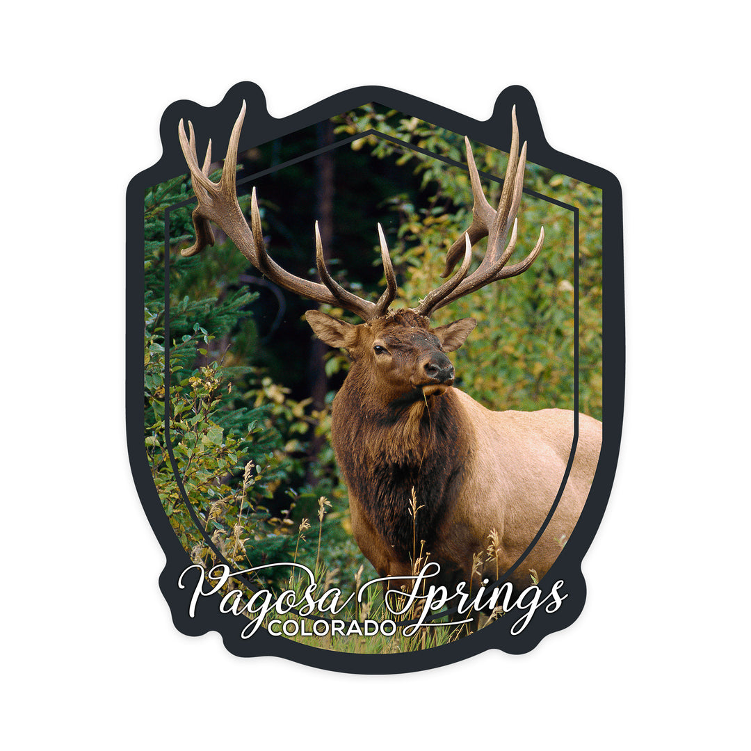Pagosa Springs, Colorado, Elk Bull, Contour, Vinyl Sticker