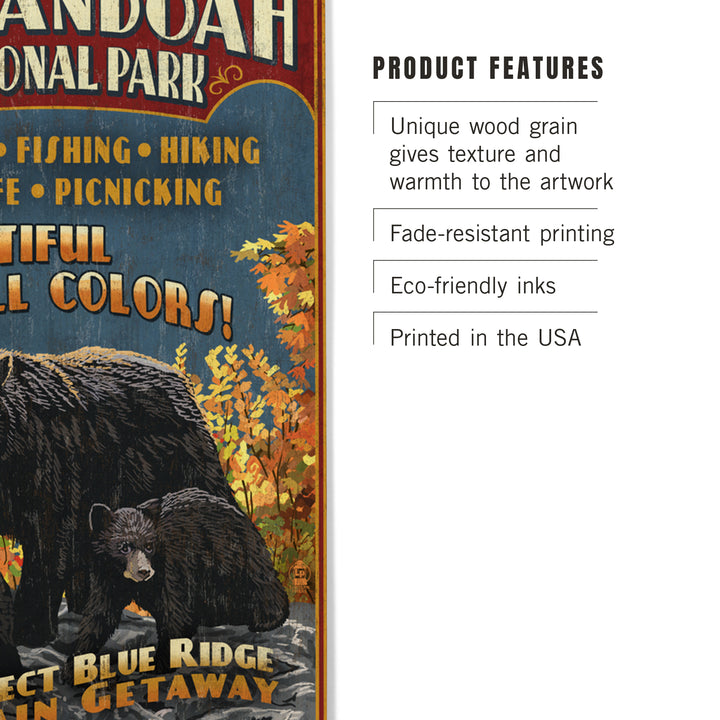Shenandoah National Park, Virginia, Bear and Cubs, Wood Sign and Postcards