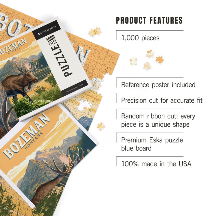 Bozeman, Montana, Painterly, Moose, 1000 Piece Jigsaw Puzzle