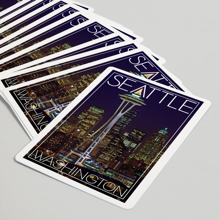 Playing Cards, Seattle, Washington, Space Needle Christmas at Night, 52 Card Deck with Jokers in Box, Unique Art
