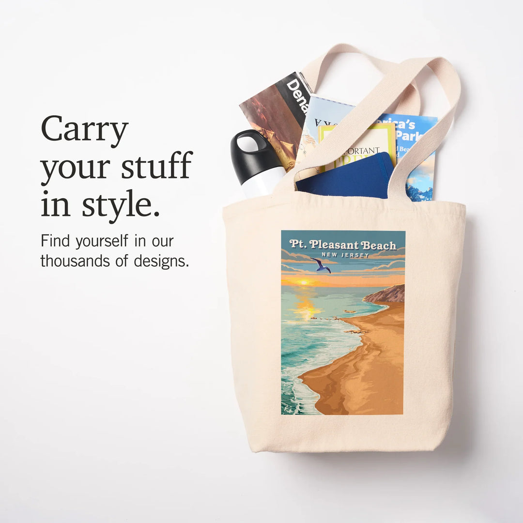 Point Pleasant Beach, New Jersey, Painterly, Beach View, Tote Bag