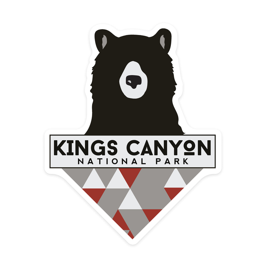 Kings Canyon National Park, Bear & Triangles, Contour, Lantern Press Artwork, Vinyl Sticker
