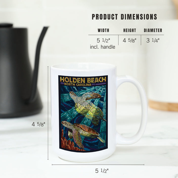 Holden Beach, North Carolina, Sea Turtle Paper Mosaic, Lantern Press Poster, Ceramic Mug