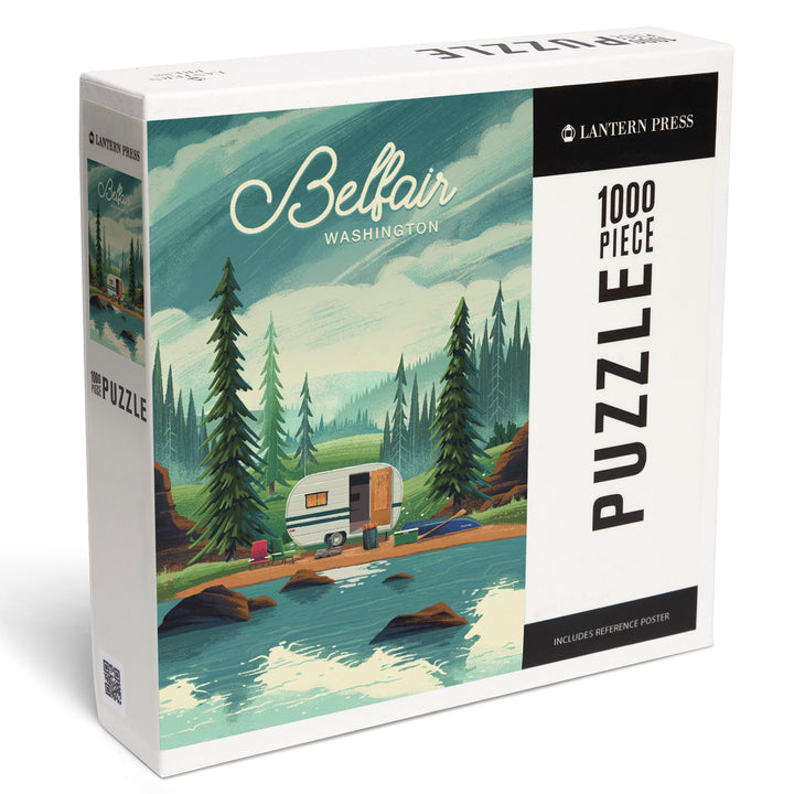 Belfair, Washington, Get Outside Series, Outdoor Activity, At Home Anywhere, Camper in Evergreens, Jigsaw Puzzle