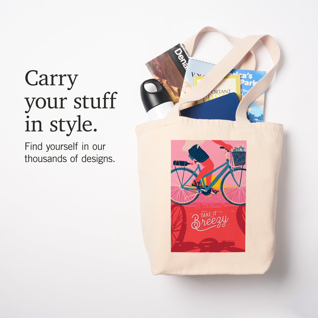 Life's A Ride Collection, Bicycling on the Beach, Take it Breezy, Tote Bag