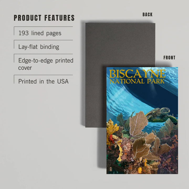 Lined 6x9 Journal, Biscayne National Park, Florida, Sea Turtle and Coral, Painterly Series, Lay Flat, 193 Pages, FSC paper