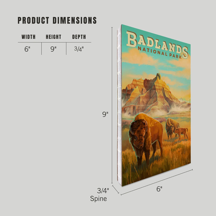 Lined 6x9 Journal, Badlands National Park, South Dakota, Oil Painting, Lay Flat, 193 Pages, FSC paper