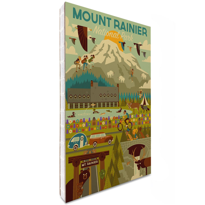 Lined 6x9 Journal, Mount Rainier National Park, Washington, Geometric National Park Series, Lay Flat, 193 Pages, FSC paper