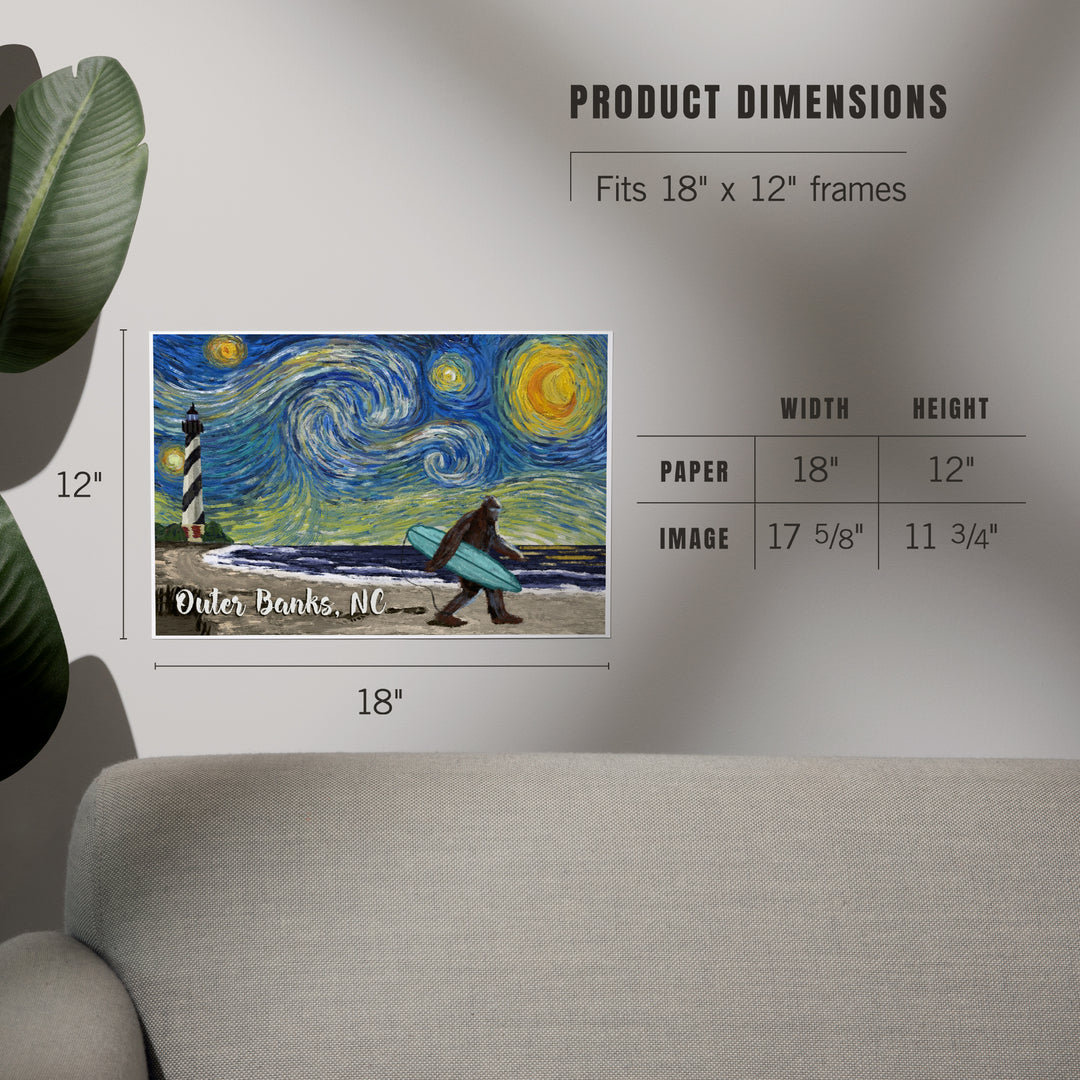 Outer Banks, North Carolina, Starry Night, Bigfoot on the Beach, Art & Giclee Prints