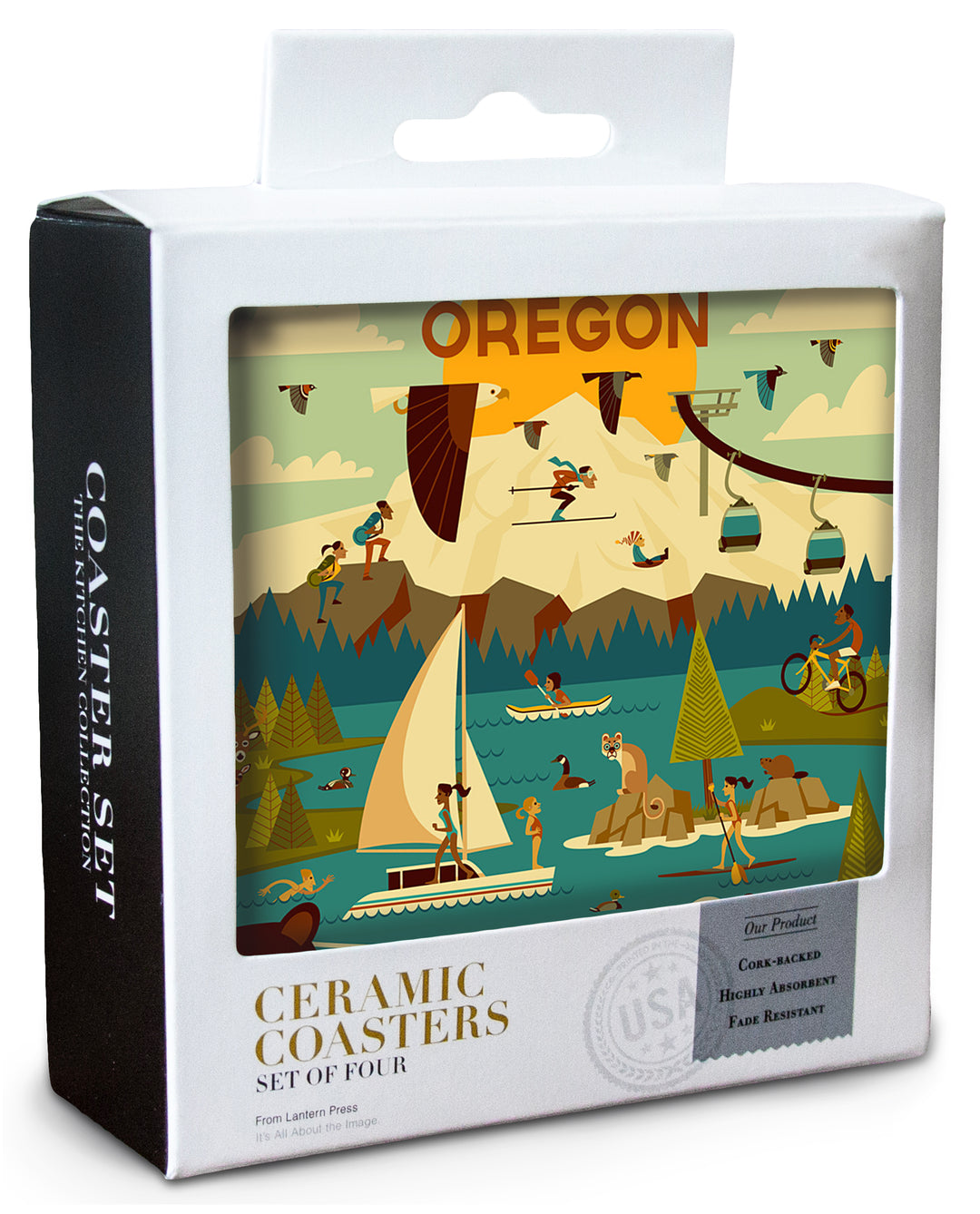 Oregon, Geometric, Coaster Set