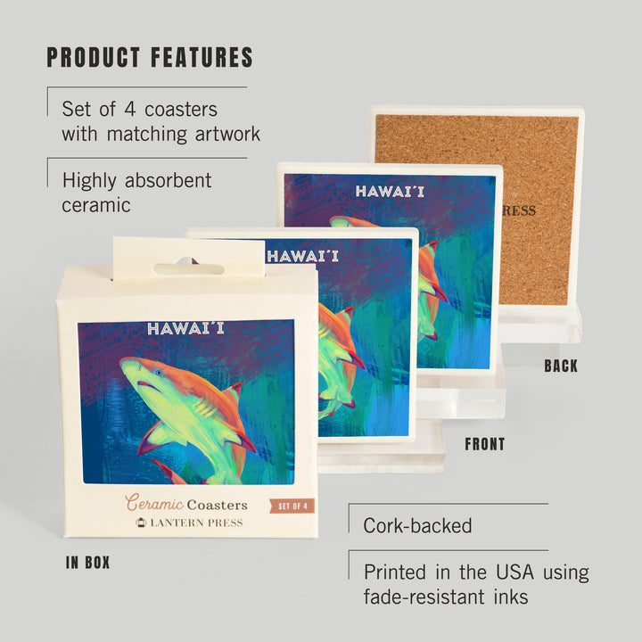 Hawaii, Vivid, Blacktip Shark, Coasters