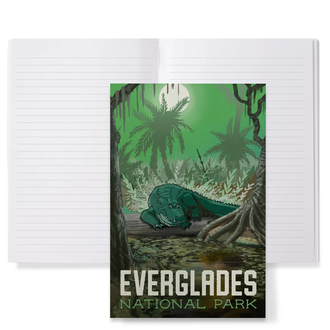 Lined 6x9 Journal, Everglades National Park, Florida, Alligator in Swamp, Lay Flat, 193 Pages, FSC paper