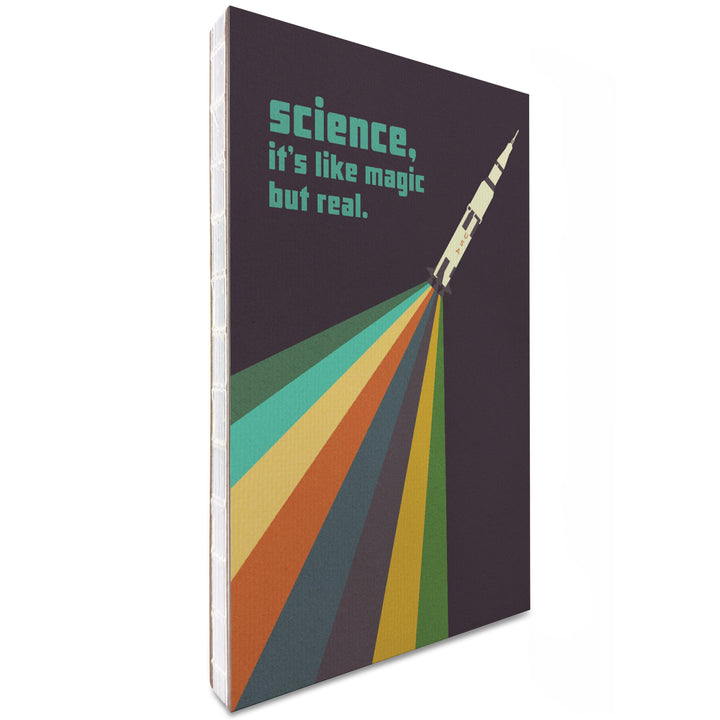 Lined 6x9 Journal, Space Is The Place Collection, Rainbow Rocket, Science It's Like Magic But Real, Lay Flat, 193 Pages, FSC paper