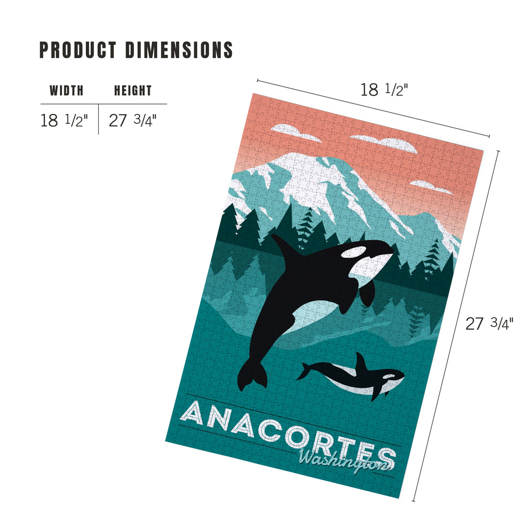 Anacortes, Washington, Orca Whale and Calf, Go Freestyle, 1000 Piece Jigsaw Puzzle
