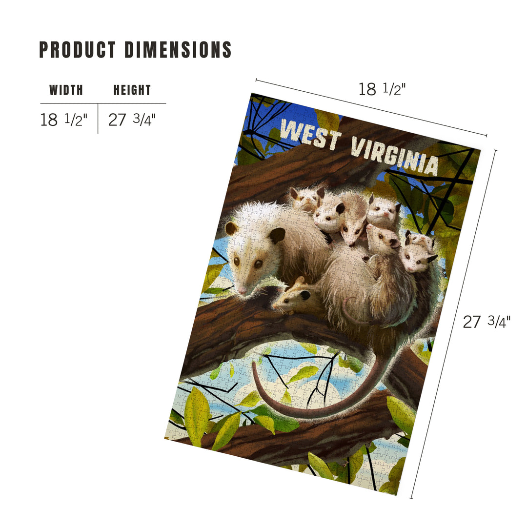 West Virginia, Possum with Babies, 1000 Piece Jigsaw Puzzle