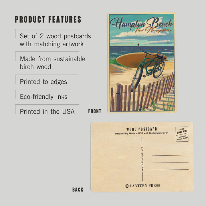 Hampton Beach, New Hampshire, Cruiser and, Wood Sign and Postcards