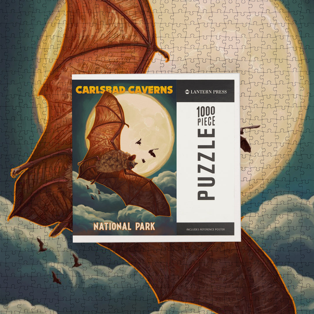 Carlsbad Caverns National Park, Bats and Full Moon, 1000 Piece Jigsaw Puzzle