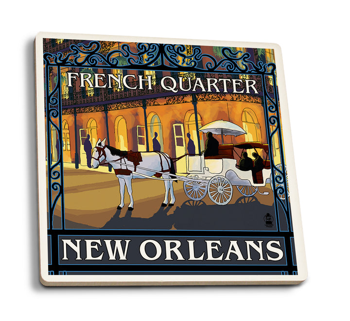 New Orleans, Louisiana, French Quarter at Night, Coaster Set