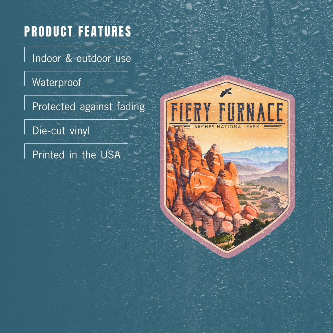 Fiery Furnace, Arches National Park, Lithograph National Park Series, Contour, Vinyl Sticker Sticker Lantern Press 