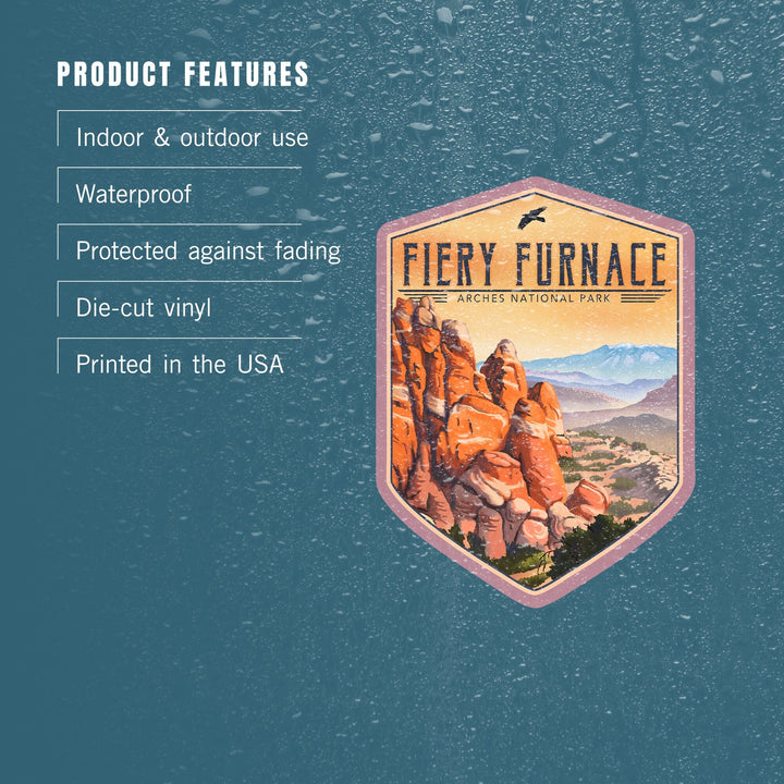 Fiery Furnace, Arches National Park, Lithograph National Park Series, Contour, Vinyl Sticker Sticker Lantern Press 