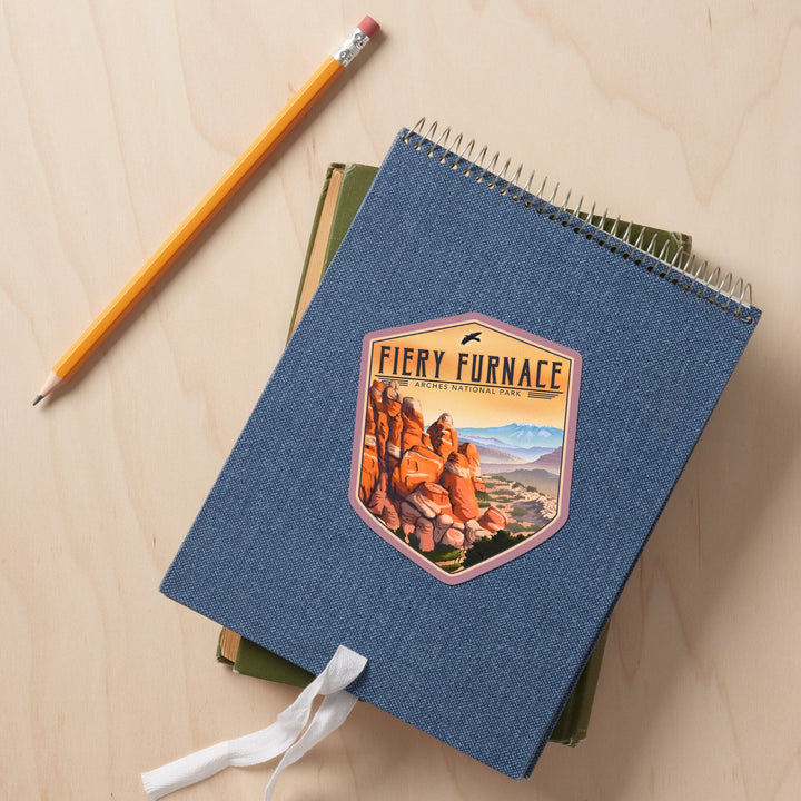 Fiery Furnace, Arches National Park, Lithograph National Park Series, Contour, Vinyl Sticker Sticker Lantern Press 